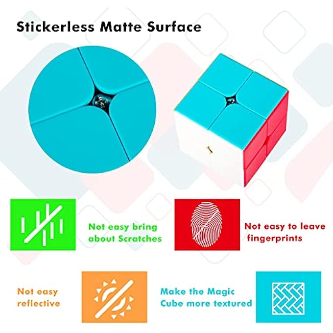 SISYS SPEED CUBE 2X2X2 MAGIC CUBE, STICKERLESS 3D PUZZLE CUBE 2 BY 2 BRAIN TEASERS SPEEDCUBE TOY FOR BOYS GIRLS KIDS ADULTS - Image 2